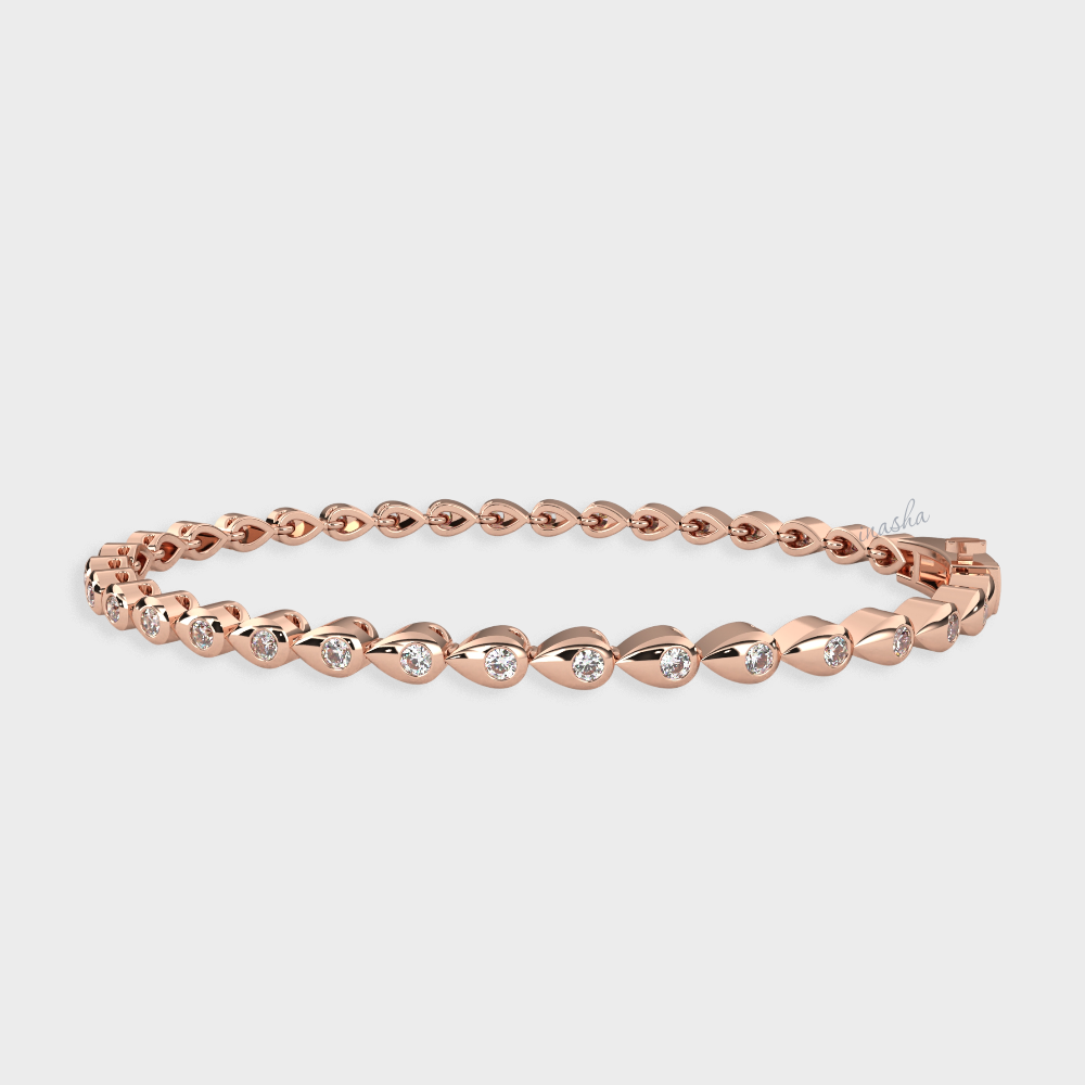 Lab-Grown Round Cut Diamond Tennis Bracelet in Rose Gold