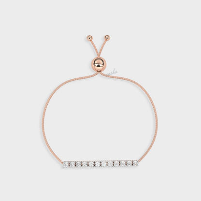 Round cut lab grown diamond chain bracelet in rose gold customizable luxury jewelry