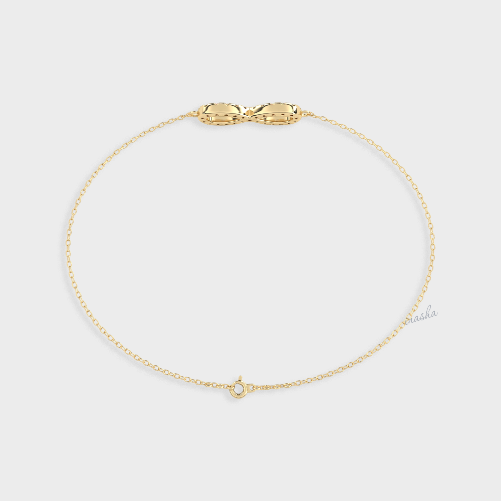 Round cut lab grown diamond infinity chain bracelet in yellow gold customizable luxury jewelry