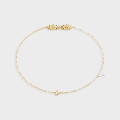 Round cut lab grown diamond infinity chain bracelet in yellow gold customizable luxury jewelry