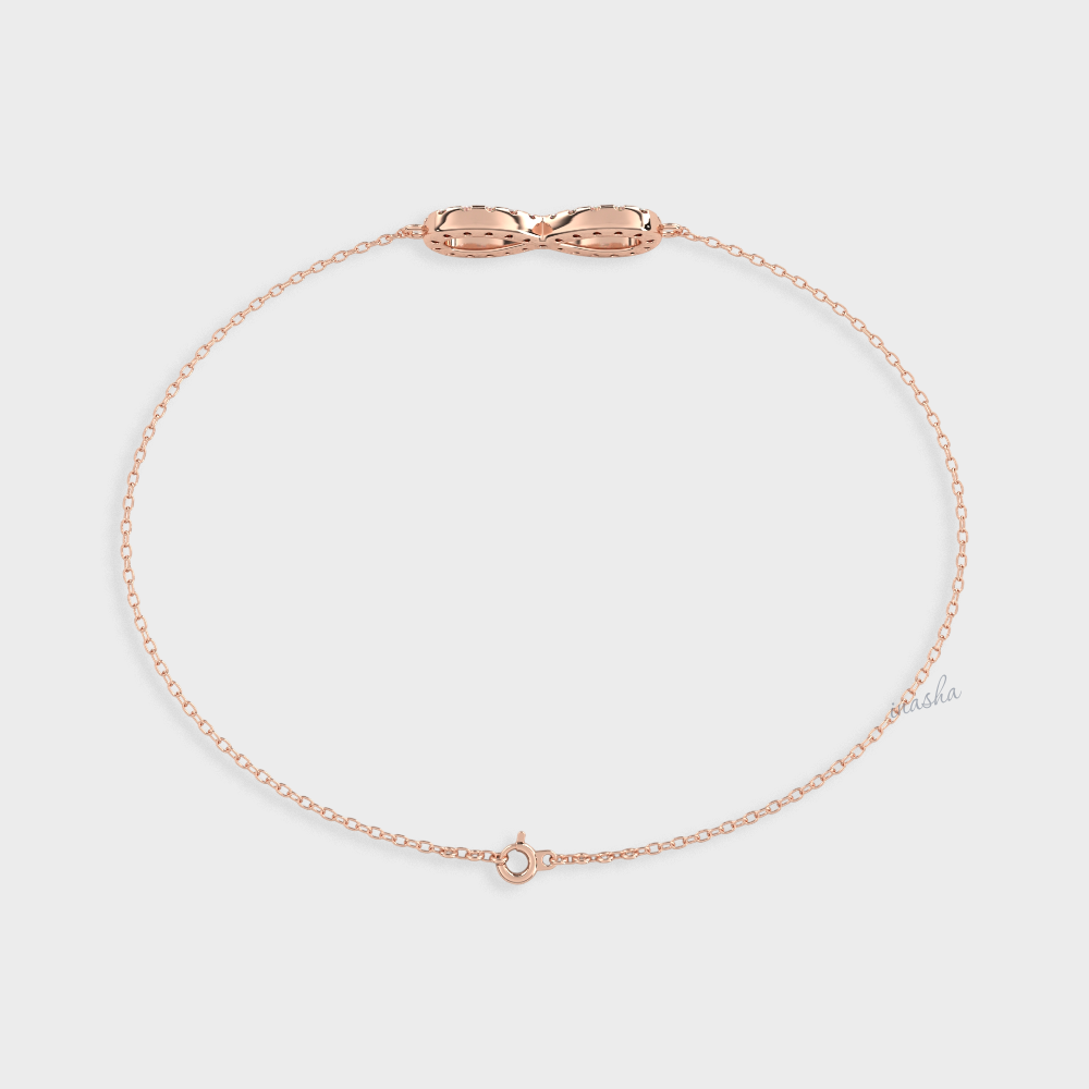 Round cut lab grown diamond infinity chain bracelet in rose gold customizable luxury jewelry