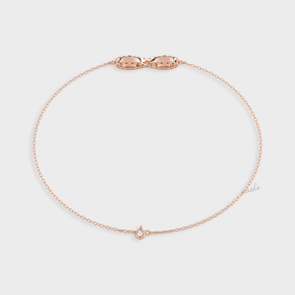 Round cut lab grown diamond infinity chain bracelet in rose gold customizable luxury jewelry