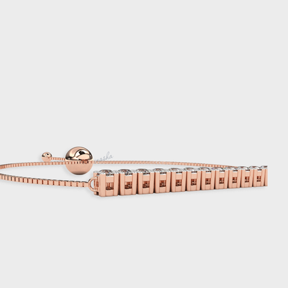 Luxury rose gold lab grown diamond chain bracelet round cut premium fine jewelry