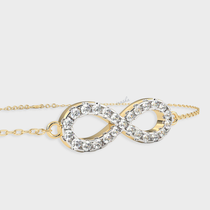 Hallmarked yellow gold lab grown diamond infinity chain bracelet GLI certified elegant design