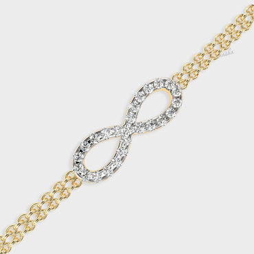 Luxury yellow gold lab grown diamond infinity double chain bracelet round cut premium fine jewelry