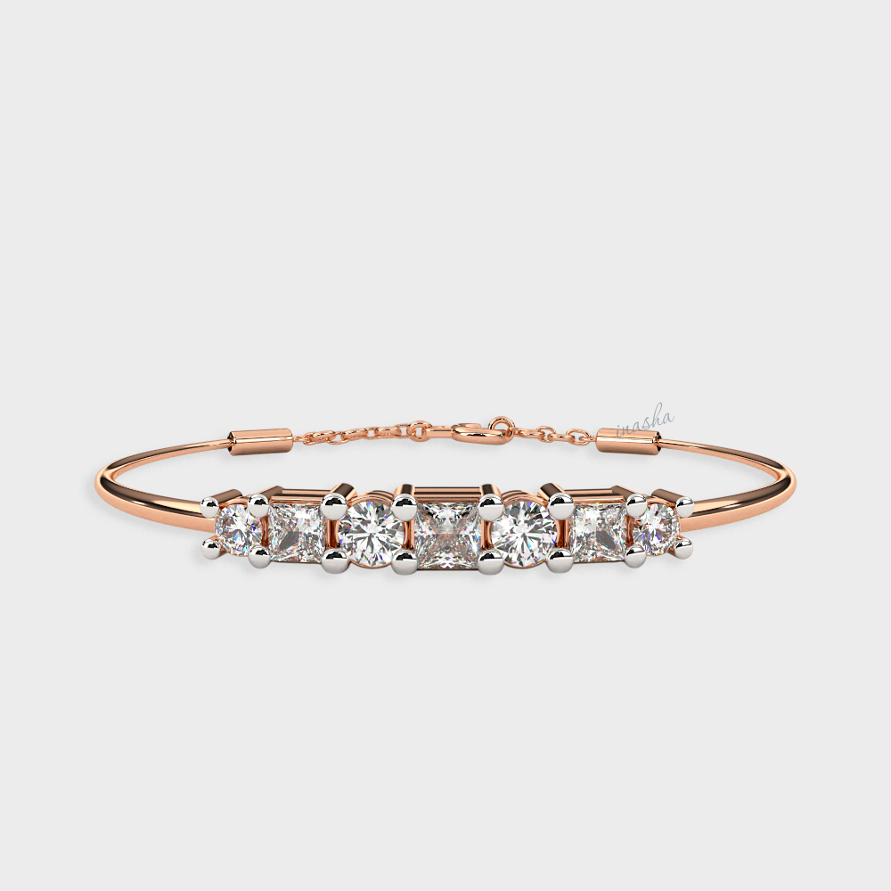 Certified Lab Diamond Bracelet Round Cut Rose Gold Design