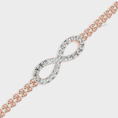 Luxury rose gold lab grown diamond infinity double chain bracelet round cut premium fine jewelry