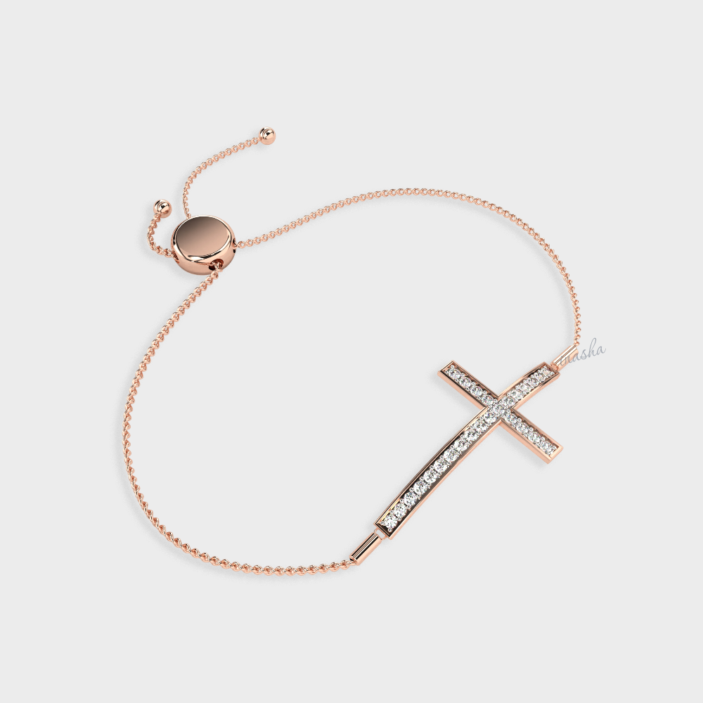 Certified GLI round cut lab grown diamond bracelet in rose gold 9K 14K 18K