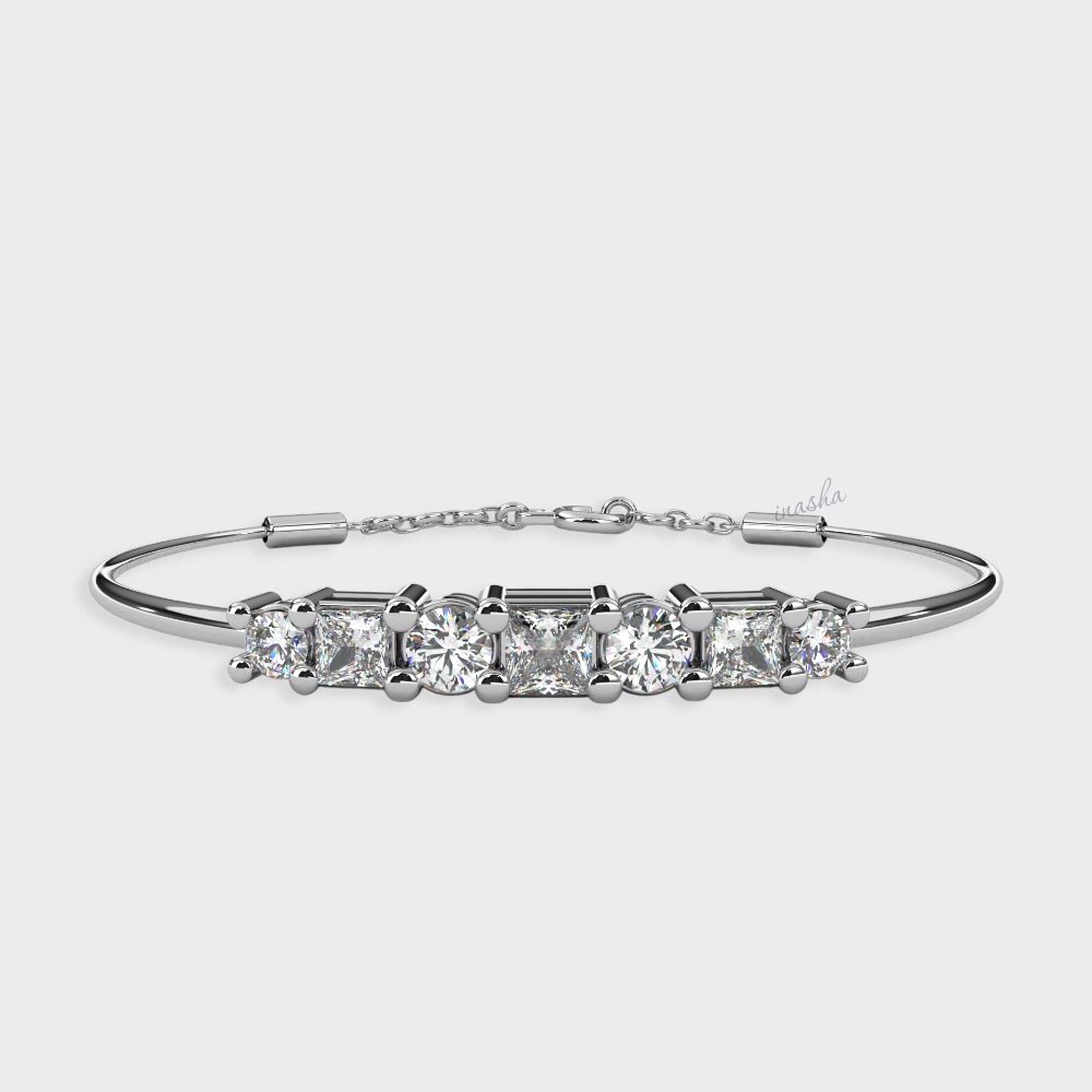 Premium Round Cut Lab Diamond Bracelet in White Gold Finish