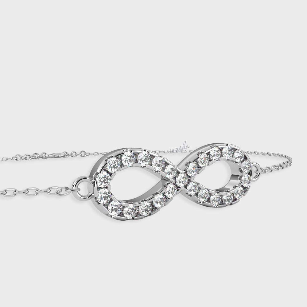 Hallmarked white gold and platinum lab grown diamond infinity chain bracelet GLI certified luxury