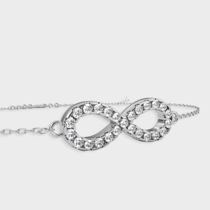 Hallmarked white gold and platinum lab grown diamond infinity chain bracelet GLI certified luxury