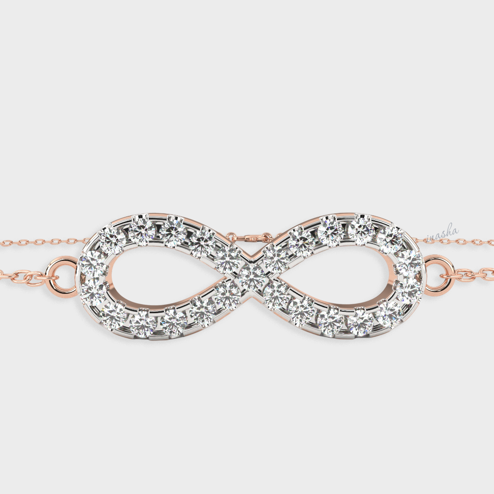Luxury rose gold lab grown diamond infinity chain bracelet round cut premium fine jewelry