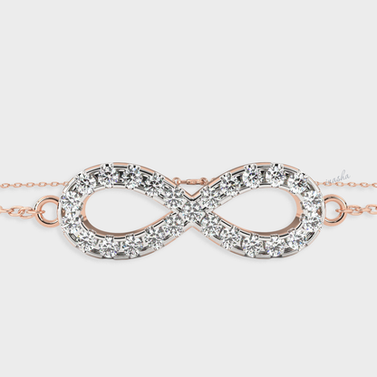 Luxury rose gold lab grown diamond infinity chain bracelet round cut premium fine jewelry