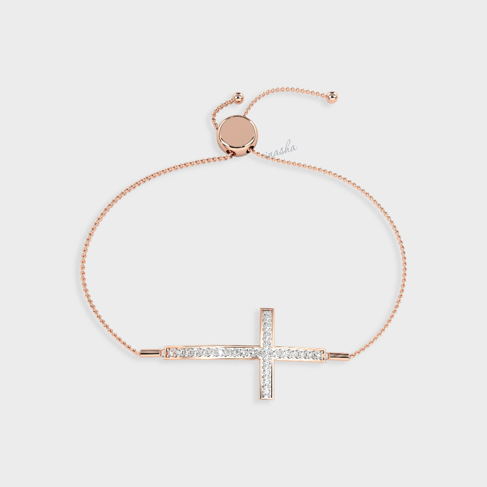 Round cut lab grown diamond bracelet in rose gold customizable luxury jewelry