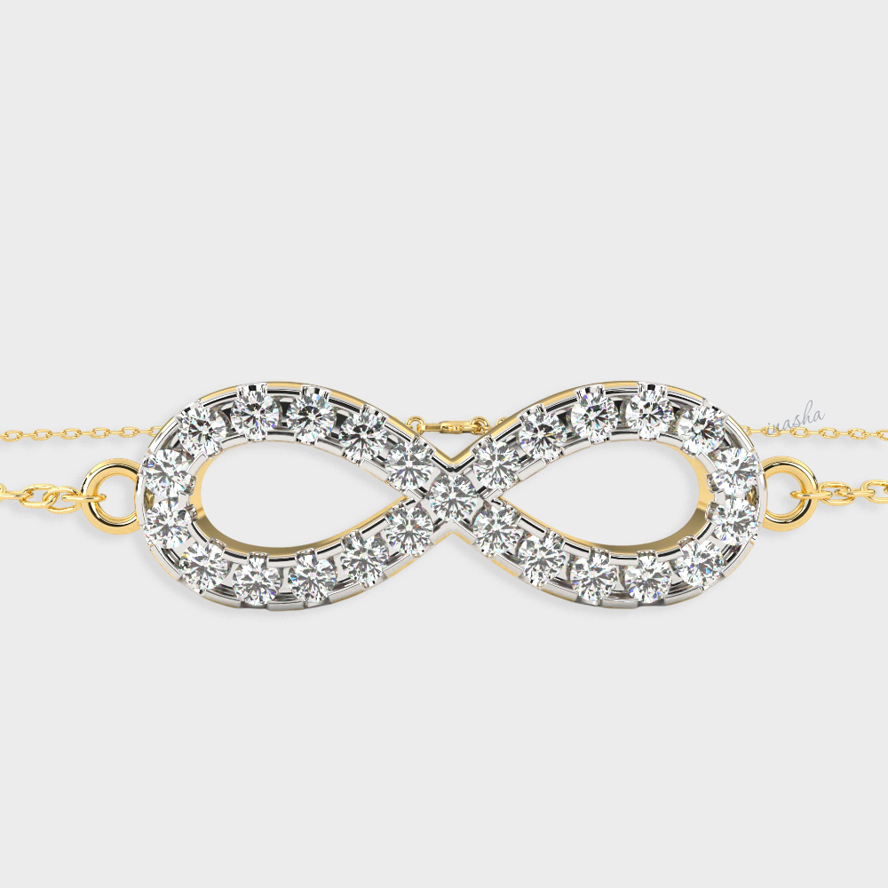 Luxury yellow gold lab grown diamond infinity chain bracelet round cut premium fine jewelry