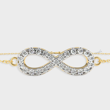 Luxury yellow gold lab grown diamond infinity chain bracelet round cut premium fine jewelry