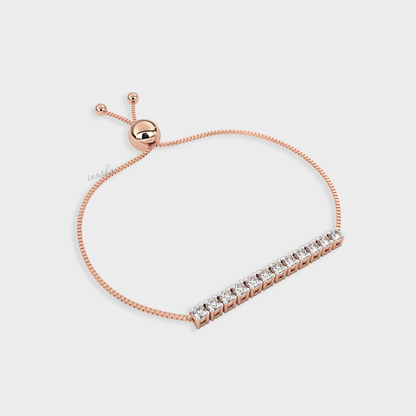 Certified GLI round cut lab grown diamond chain bracelet in rose gold 9K 14K 18K