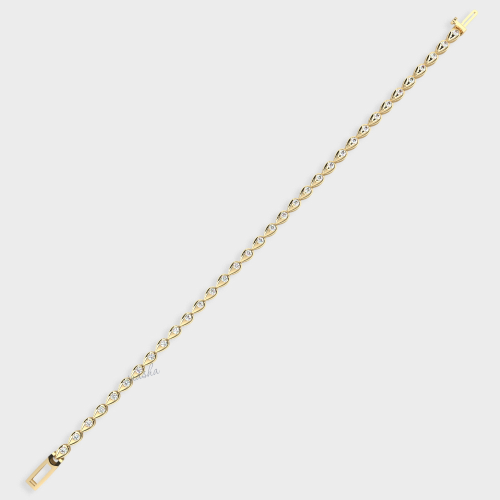Premium Round Cut Lab Diamond Tennis Bracelet Yellow Gold