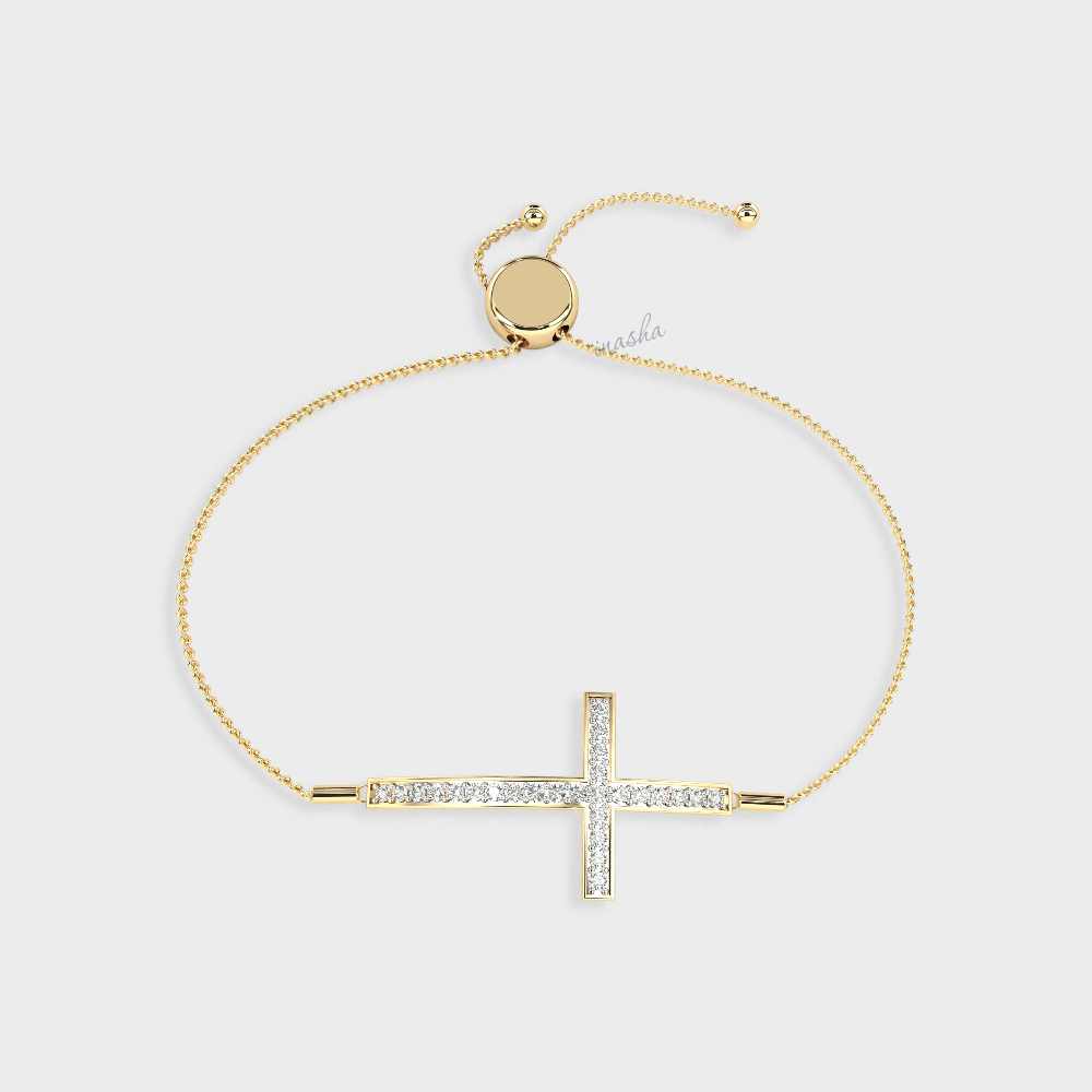 Round cut lab grown diamond bracelet in yellow gold customizable luxury jewelry