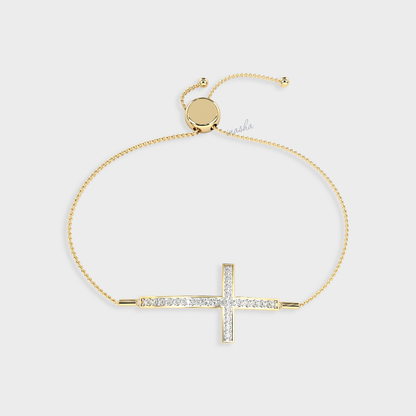 Round cut lab grown diamond bracelet in yellow gold customizable luxury jewelry