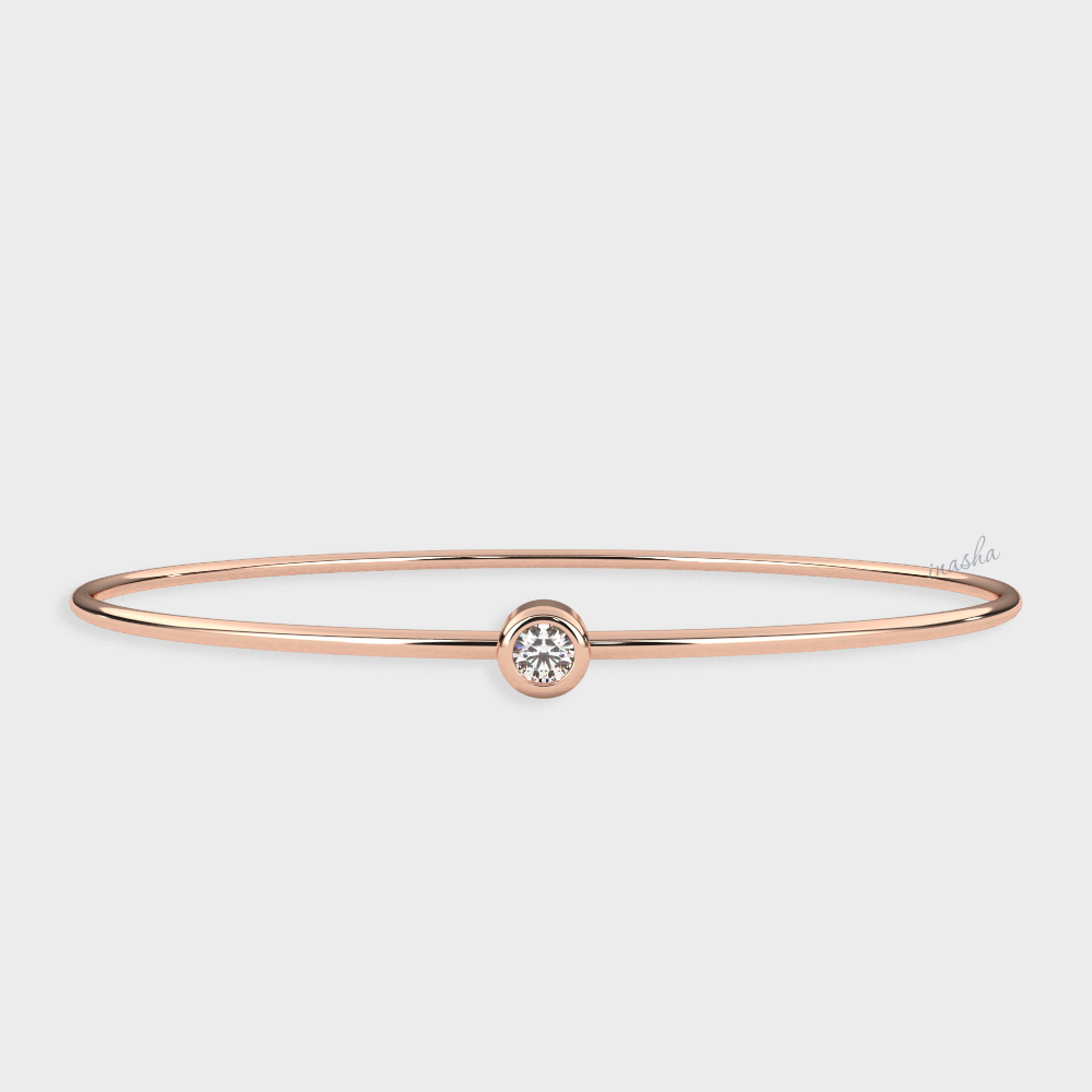 Lab-Grown Round Cut Diamond Kada Bracelet in Rose Gold Fine Jewellery