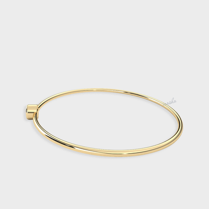 Premium Round Cut Lab Diamond Kada Bracelet in Yellow Gold Finish