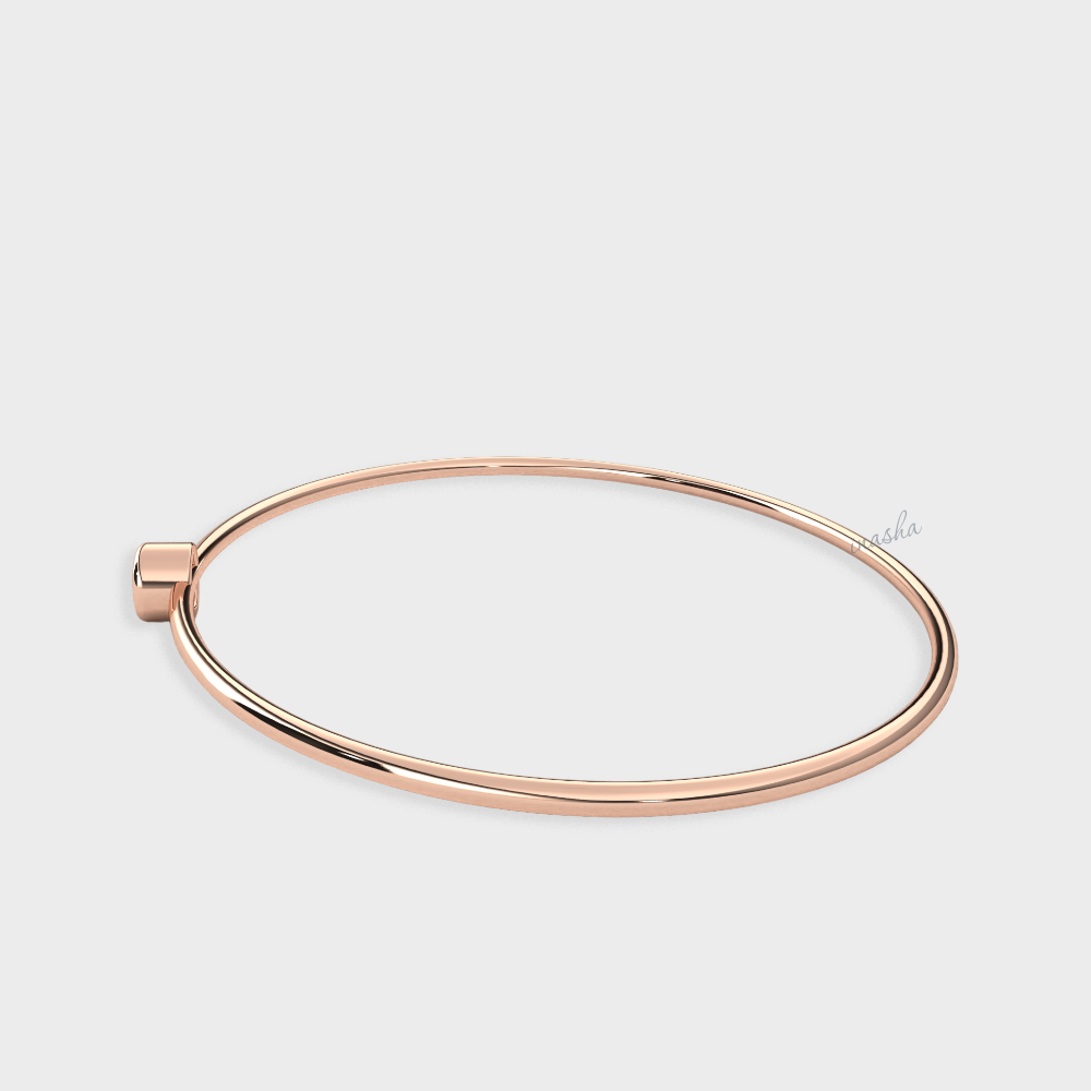 Premium Round Cut Lab Diamond Kada Bracelet in Rose Gold Finish