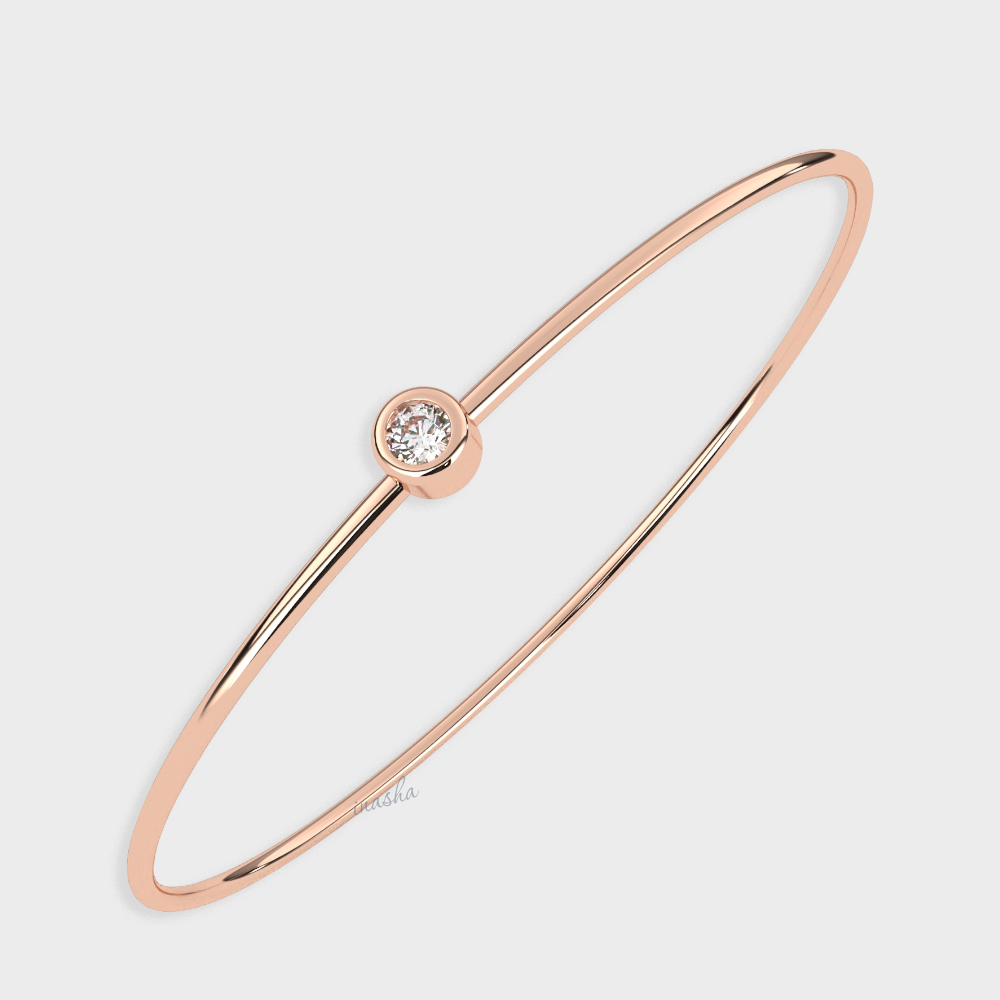 Elegant Lab-Grown Diamond Kada Bracelet Rose Gold Luxury Style
