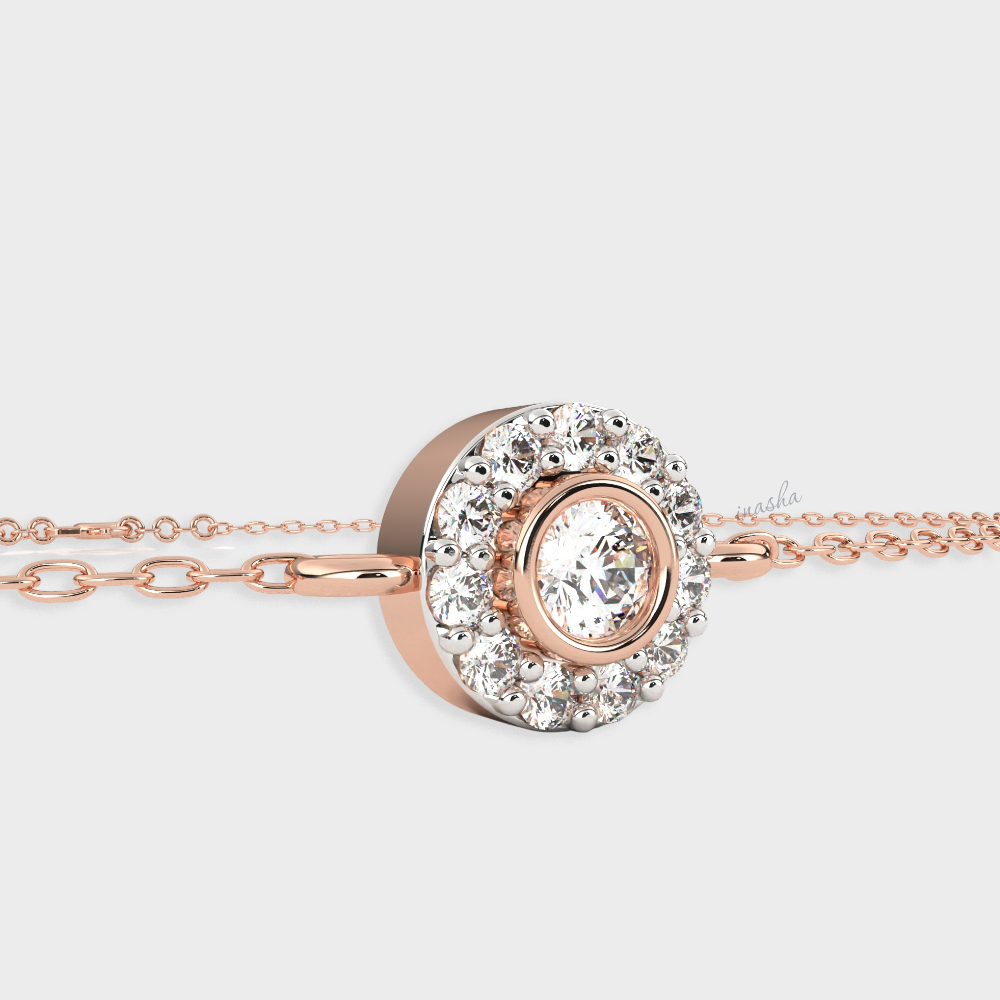 Luxury rose gold lab grown diamond halo chain bracelet round cut premium fine jewelry