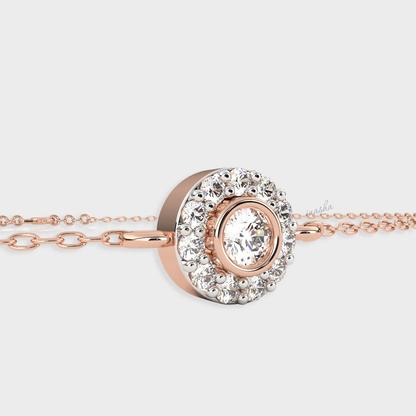 Luxury rose gold lab grown diamond halo chain bracelet round cut premium fine jewelry