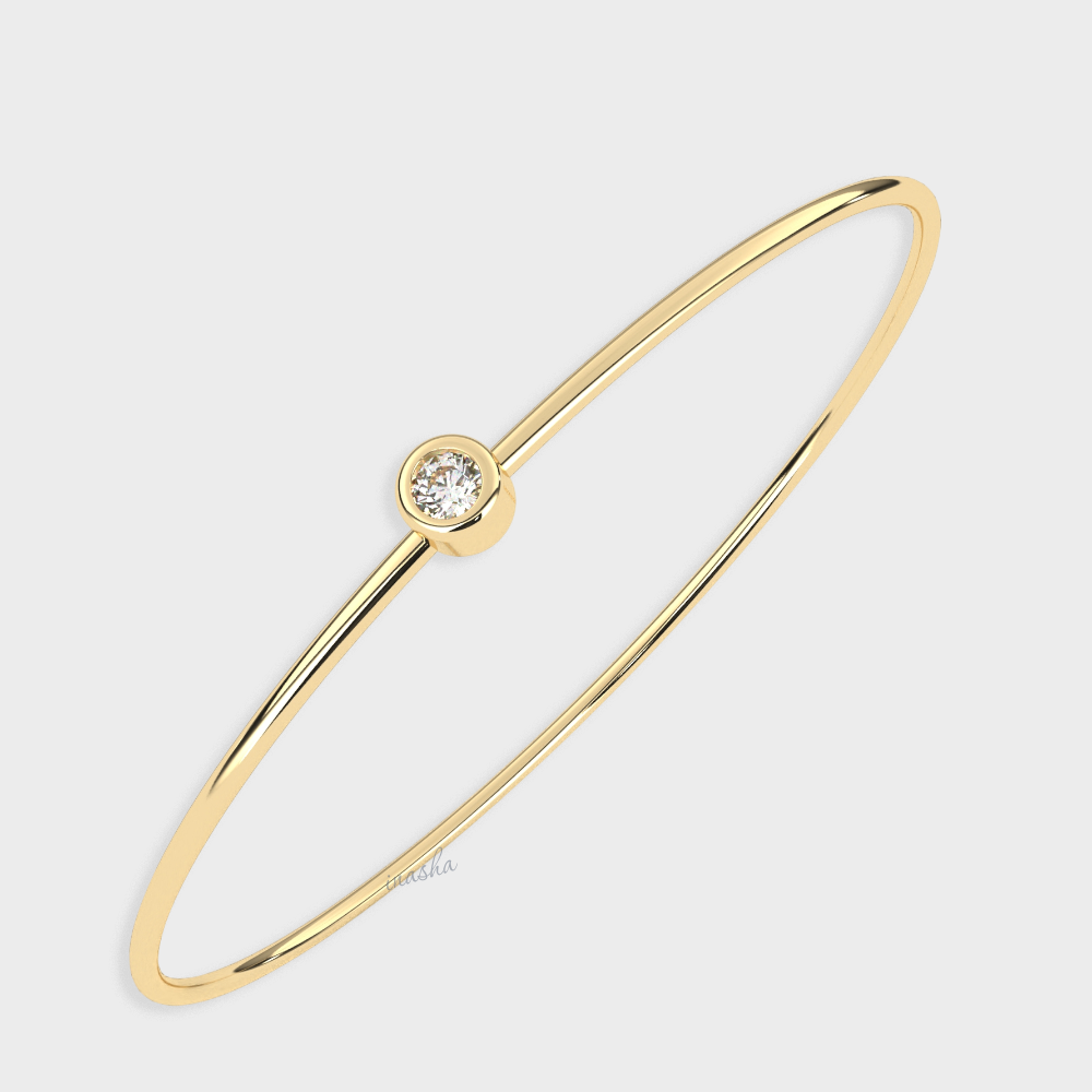Elegant Lab-Grown Diamond Kada Bracelet Yellow Gold Luxury Style
