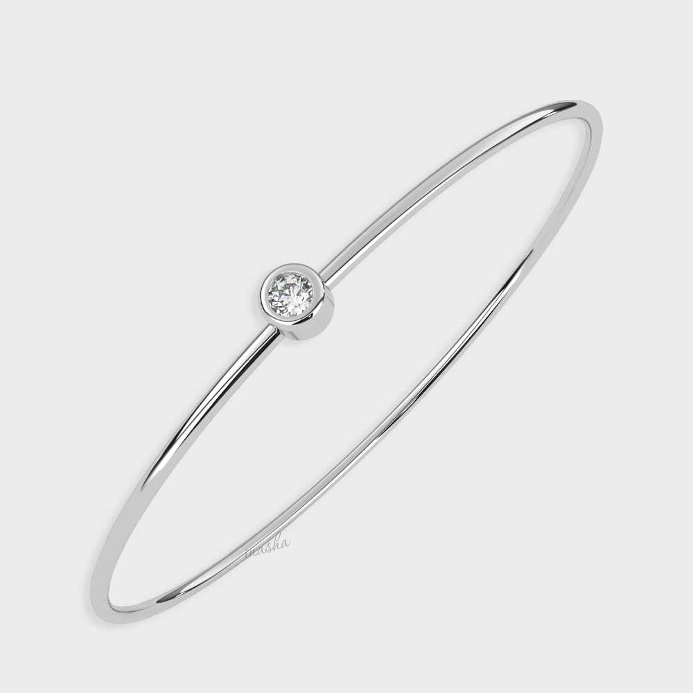 Elegant Lab-Grown Diamond Kada Bracelet White Gold Luxury Design