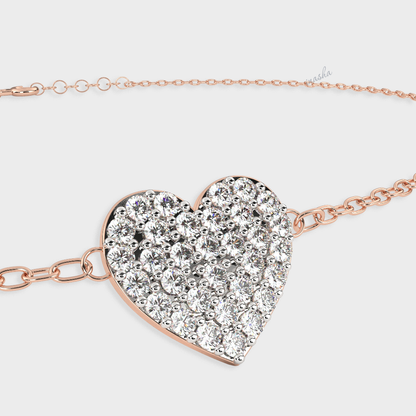 Luxury rose gold lab grown diamond heart chain bracelet round cut premium fine jewelry