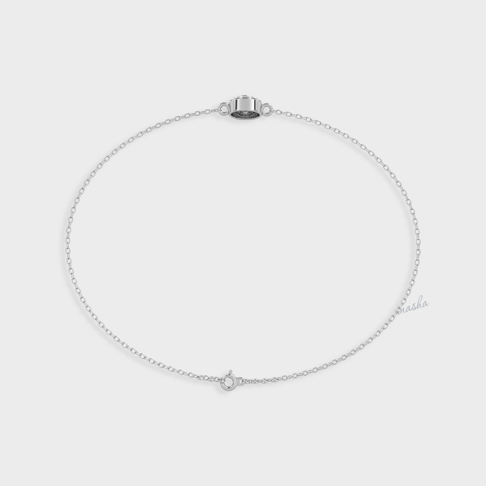 Round cut lab grown diamond halo chain bracelet in 950 platinum fine jewelry