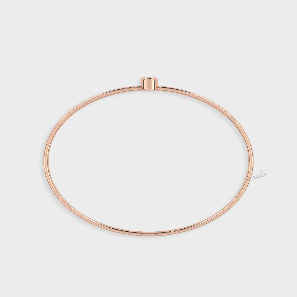Modern Lab-Grown Diamond Kada Bracelet Rose Gold Jewellery
