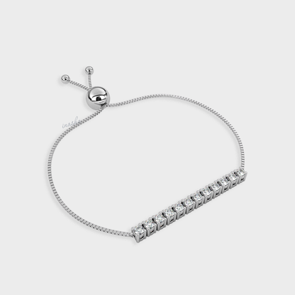 Certified GLI round cut lab grown diamond chain bracelet in white gold and platinum
