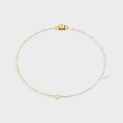Round cut lab grown diamond halo chain bracelet in yellow gold customizable luxury jewelry