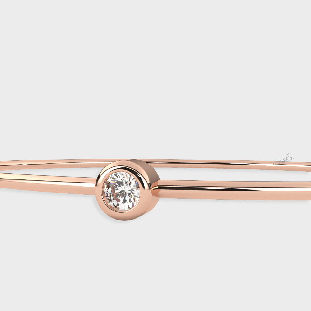 Certified Lab Diamond Kada Bracelet Round Cut Rose Gold Design