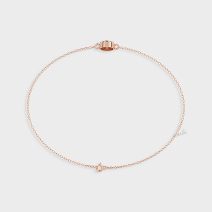 Round cut lab grown diamond halo chain bracelet in rose gold customizable luxury jewelry
