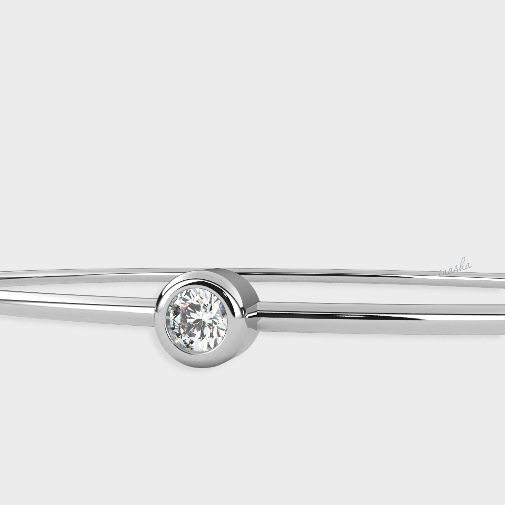 Certified Lab Diamond Kada Bracelet Round Cut in 950 Platinum