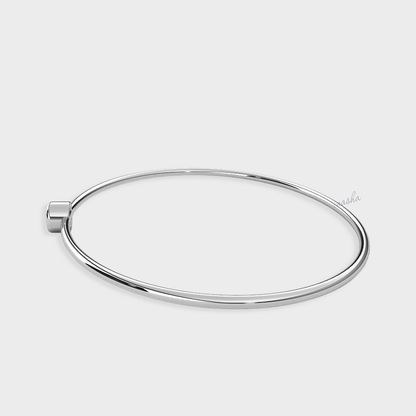 Premium Round Cut Lab Diamond Kada Bracelet in White Gold Finish