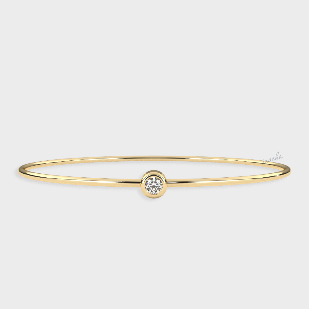 Lab-Grown Round Cut Diamond Kada Bracelet in Yellow Gold Fine Jewellery