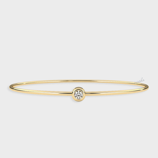 Lab-Grown Round Cut Diamond Kada Bracelet in Yellow Gold Fine Jewellery