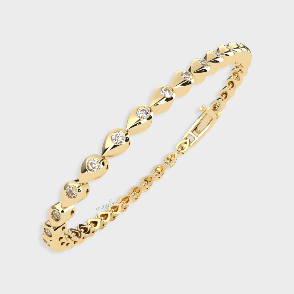 Elegant Lab-Grown Diamond Tennis Bracelet Yellow Gold Jewellery