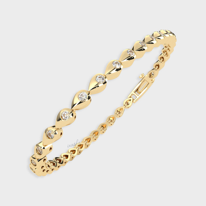 Elegant Lab-Grown Diamond Tennis Bracelet Yellow Gold Jewellery