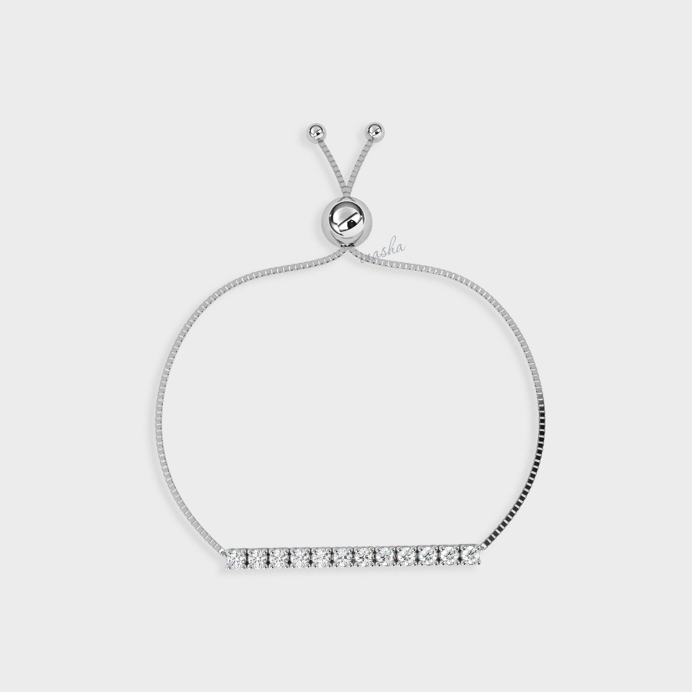 Round cut lab grown diamond chain bracelet in 950 platinum fine jewelry