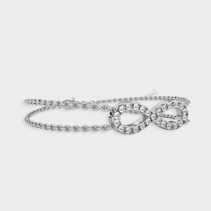 Round cut lab grown diamond infinity double chain bracelet in 950 platinum fine jewelry