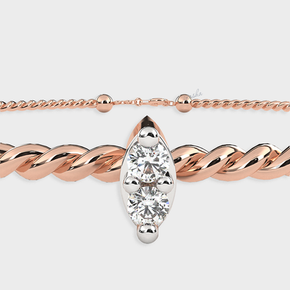 Certified Rose Gold Lab Diamond Bracelet with Round Cut Stones