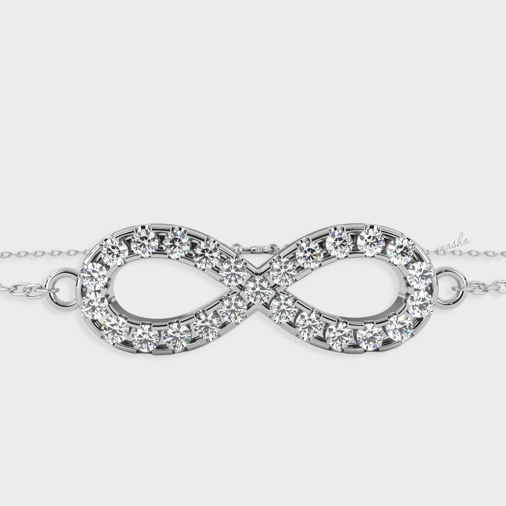 Luxury white gold lab grown diamond infinity chain bracelet round cut premium fine jewelry