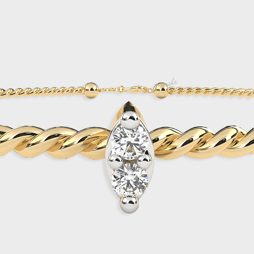 Certified Yellow Gold Lab Diamond Bracelet with Round Stones